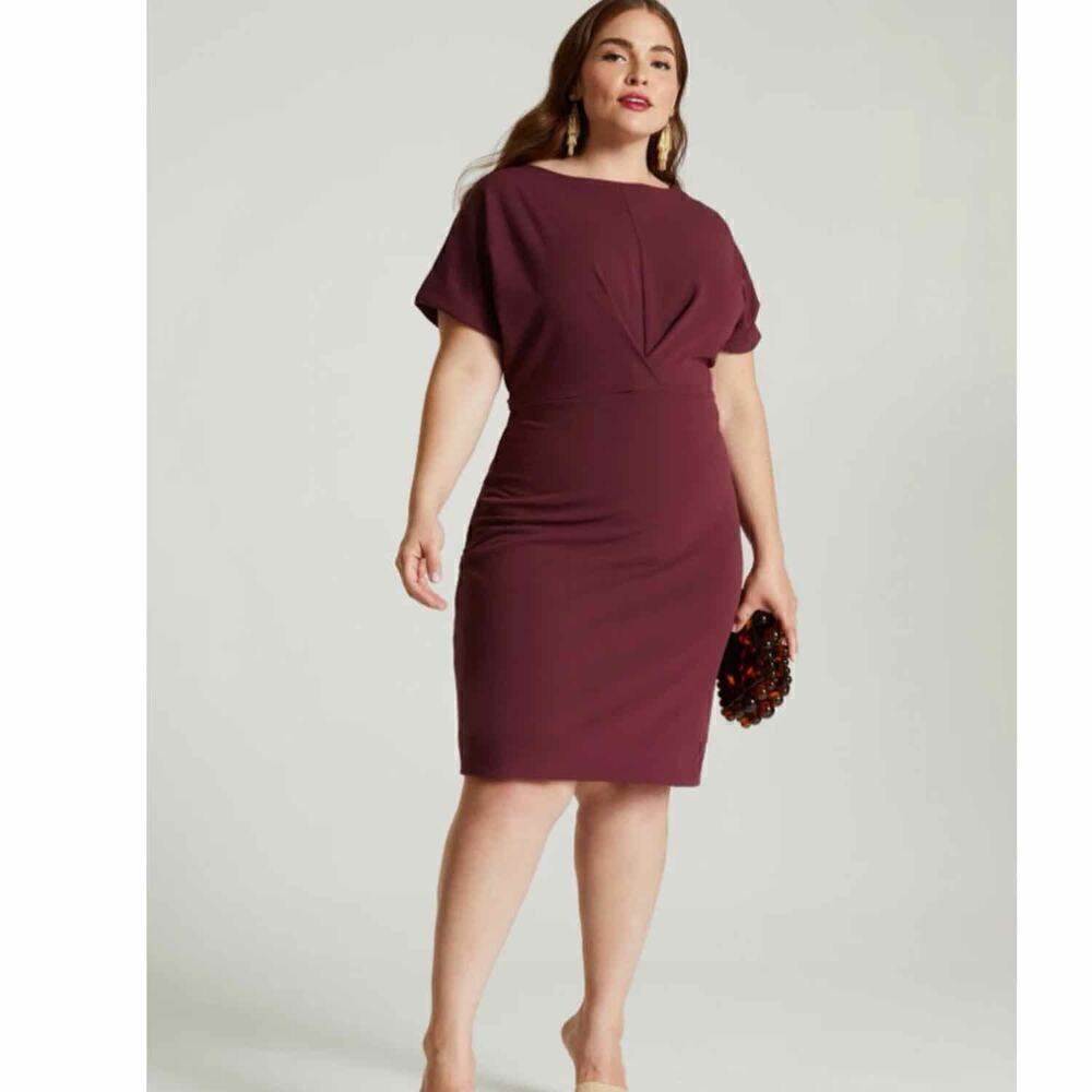 Halogen Cutout Sheath Knee Length Business Casual
Dress Size XXL Burgundy